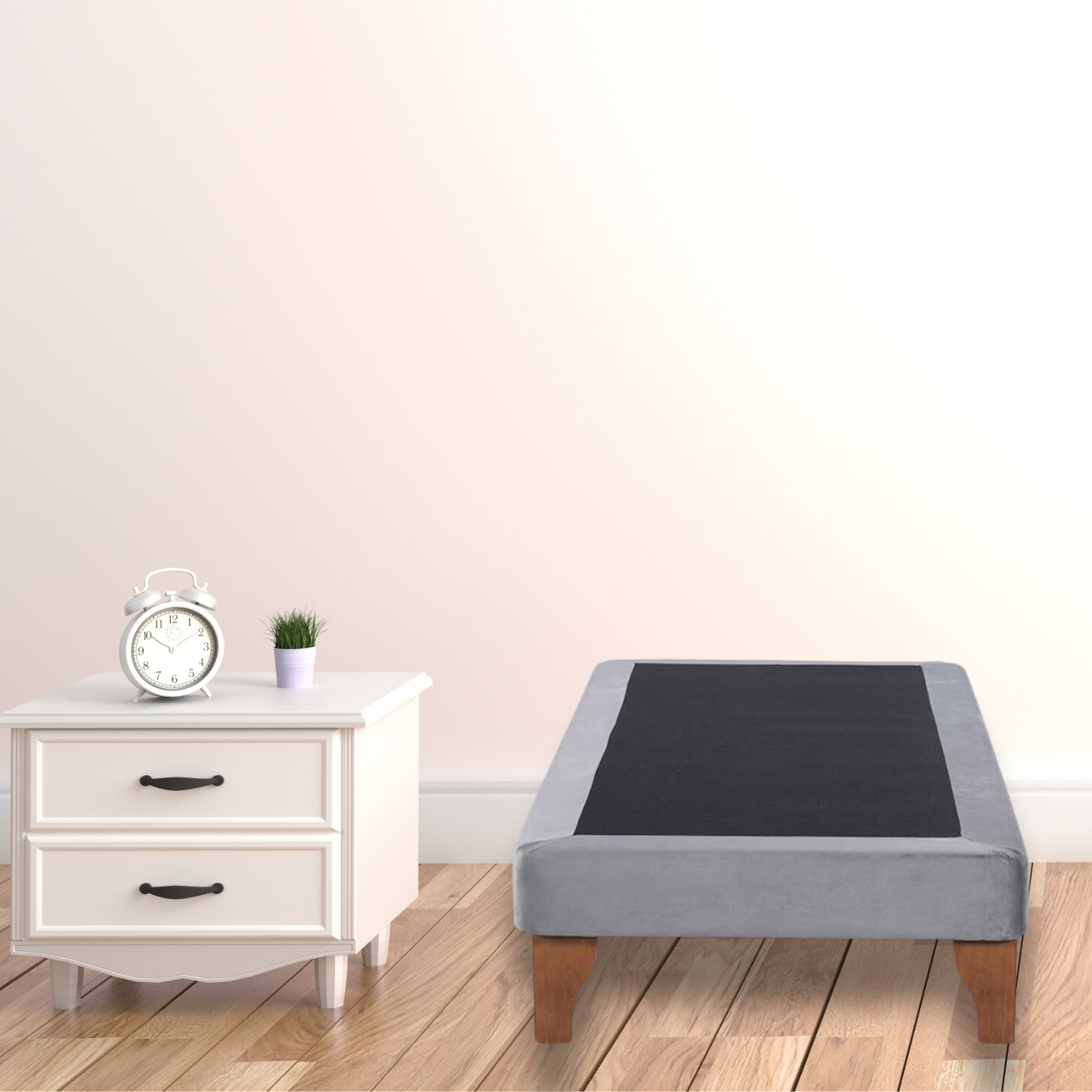 BASE CAMA EUROPEA 1 PLAZA 90X200 CM GRIS CLARO FELPA - 5