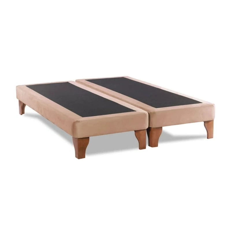 BASE CAMA EUROPEA IMPORTCLICK DIVIDIDA 2 PLAZAS 150X190 CM BEIGE FELPA - 2