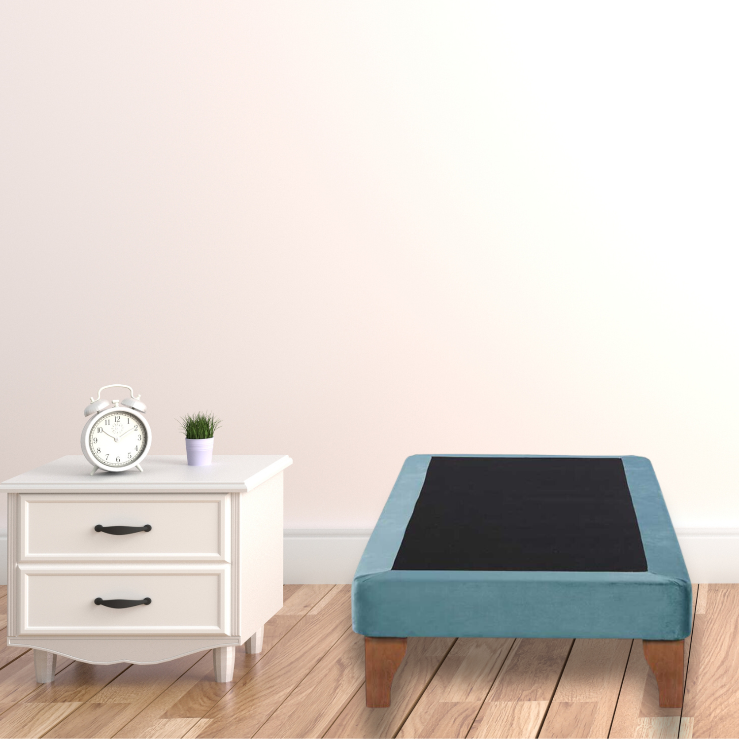BASE CAMA EUROPEA 1 PLAZA 90X190 CM TURQUESA FELPA - 5