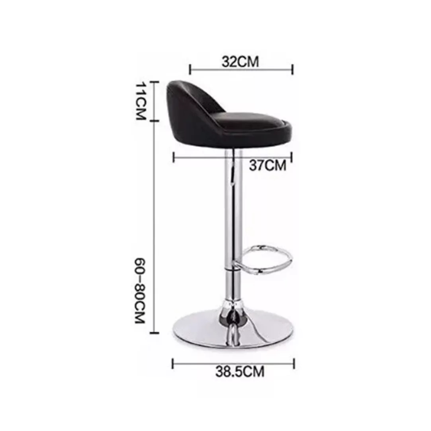 TABURETE IMPORTCLICK NEGRO SILLA PISO BAR 80 CM - 2