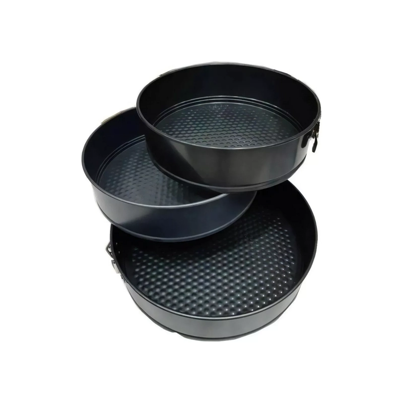 PACK 3 MOLDES DESMONTABLE TORTAS ACERO ANTIADHERENTE NEGRO - 1