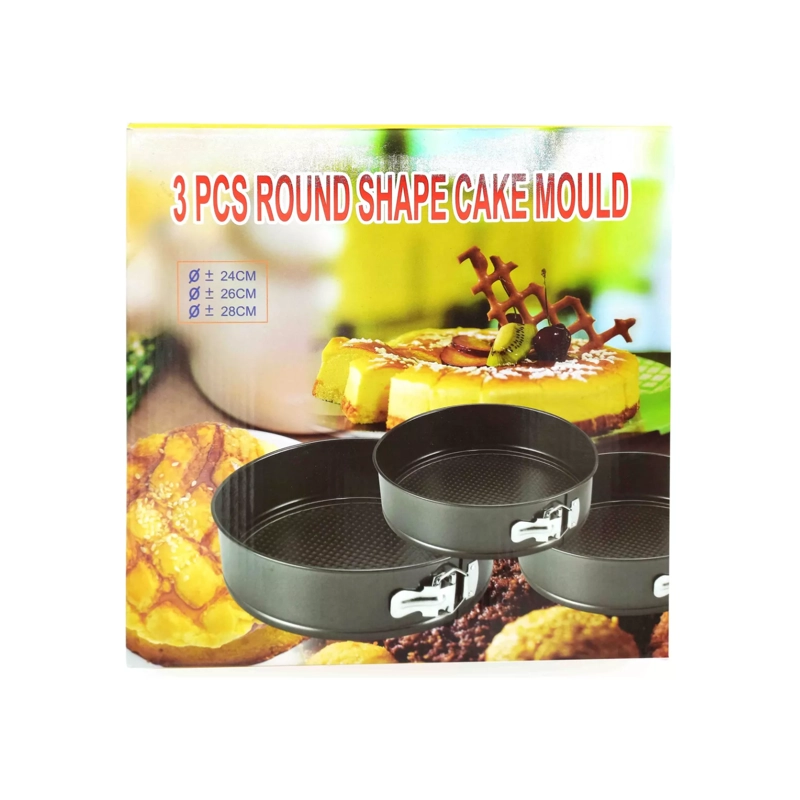PACK 3 MOLDES DESMONTABLE TORTAS ACERO ANTIADHERENTE NEGRO - 3