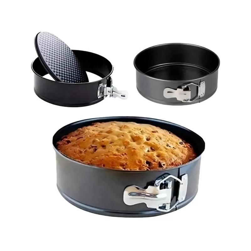 PACK 3 MOLDES DESMONTABLE TORTAS ACERO ANTIADHERENTE NEGRO - 4