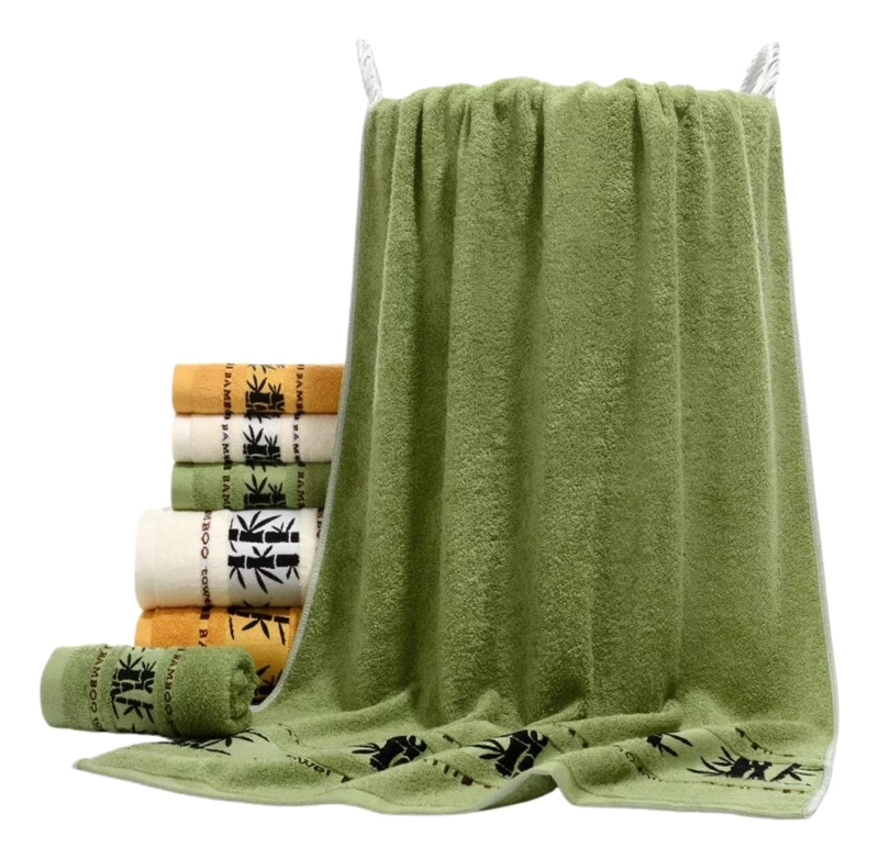SET 4 TOALLAS ALGODON SUPER SUAVE 450G 75X140 CM DISEÑO BAMBU - 1