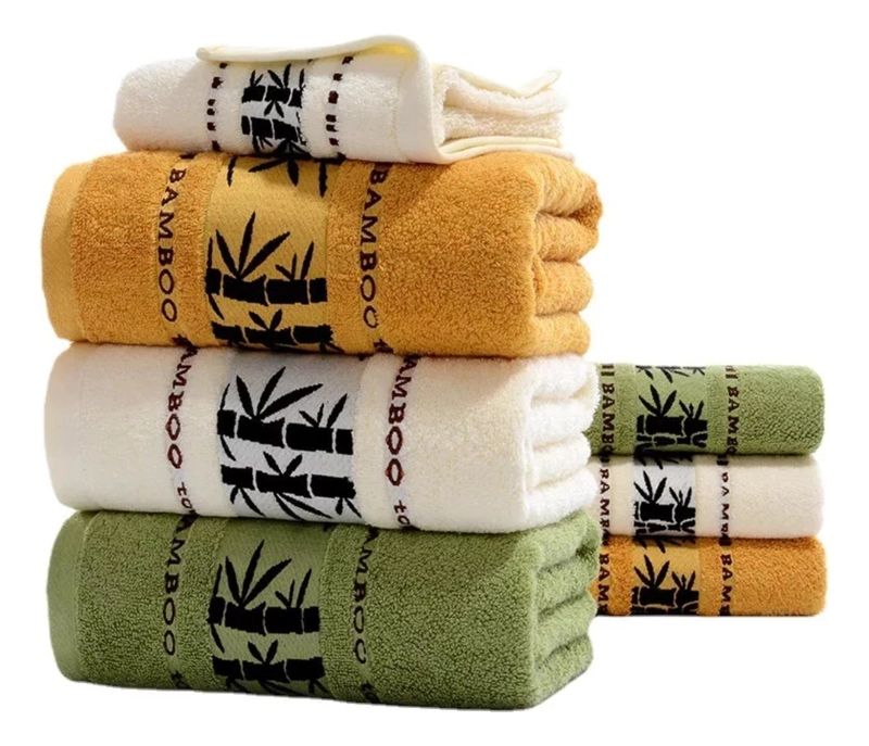 SET 4 TOALLAS ALGODON SUPER SUAVE 450G 75X140 CM DISEÑO BAMBU - 2