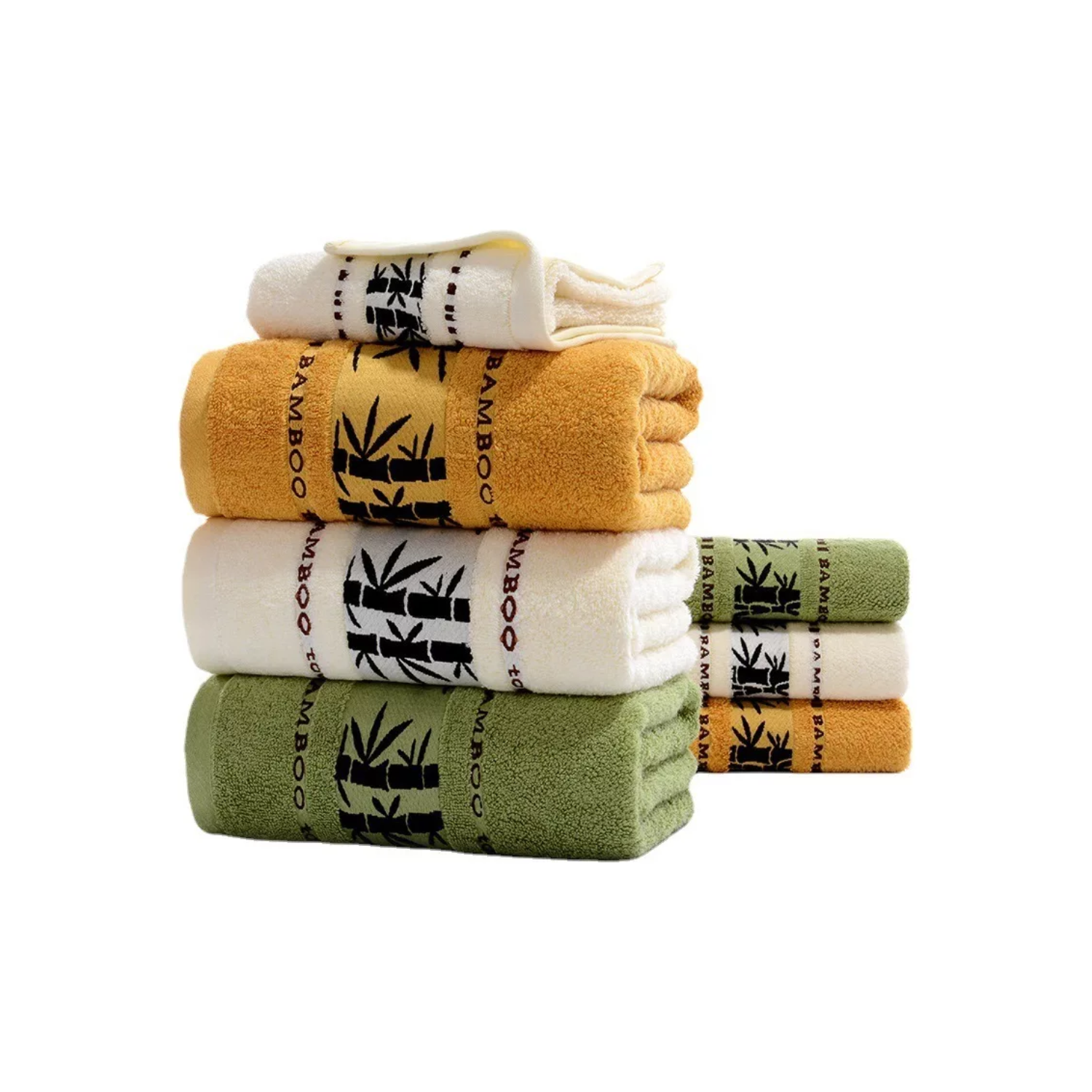 SET 4 TOALLAS ALGODÓN SUPER SUAVE 450G 75X140 CM DISEÑO BAMBÚ - 2