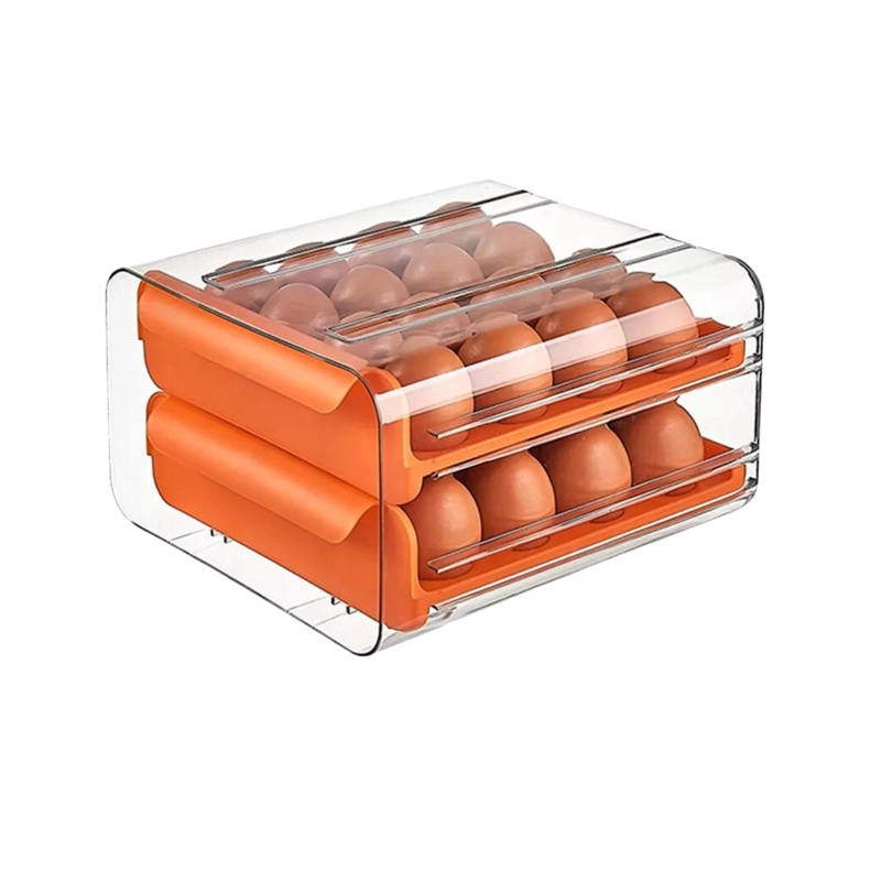 ORGANIZADOR PORTAHUEVOS 2 NIVELES 32 HUEVOS 26X23 CM NARANJO - 1