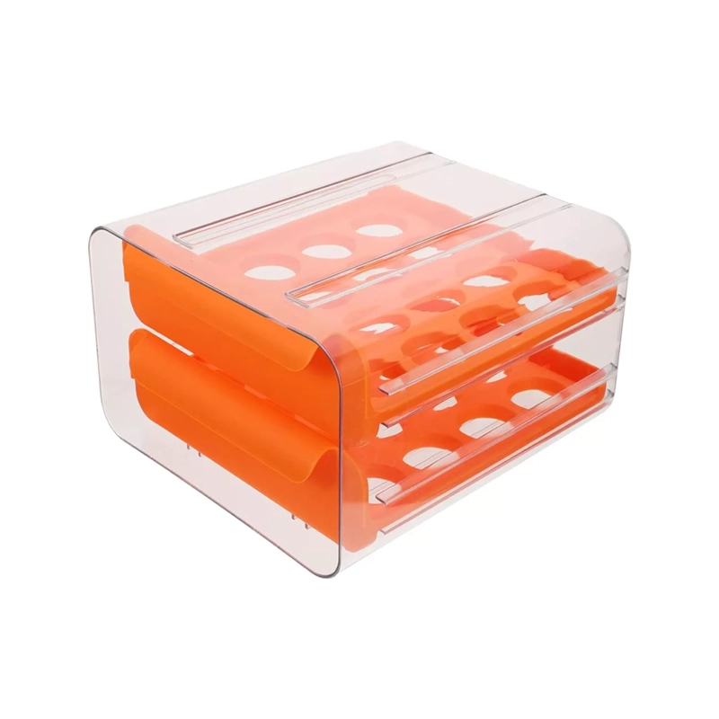 ORGANIZADOR PORTAHUEVOS 2 NIVELES 32 HUEVOS 26X23 CM NARANJO - 2