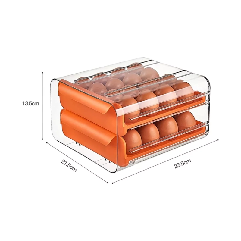 ORGANIZADOR PORTAHUEVOS 2 NIVELES 32 HUEVOS 26X23 CM NARANJO - 3