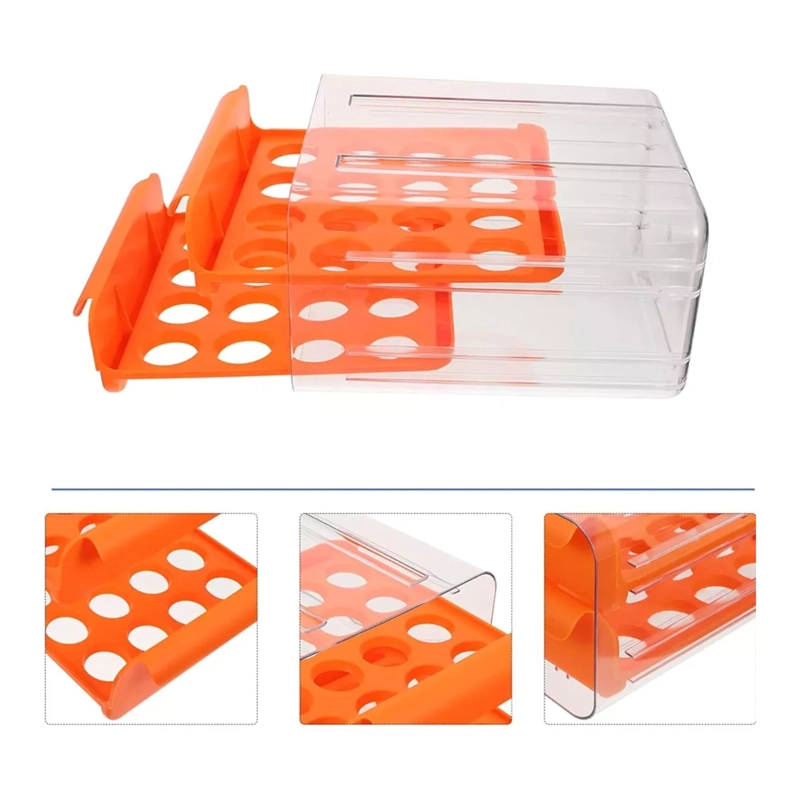 ORGANIZADOR PORTAHUEVOS 2 NIVELES 32 HUEVOS 26X23 CM NARANJO - 4
