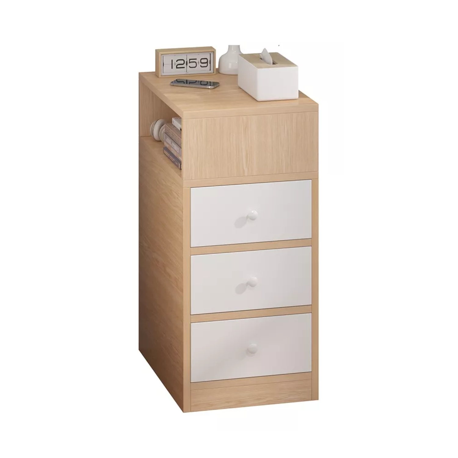VELADOR IMPORTCLICK 3 CAJONES CAFÉ ANGOSTO 30X30X66 CM - 1