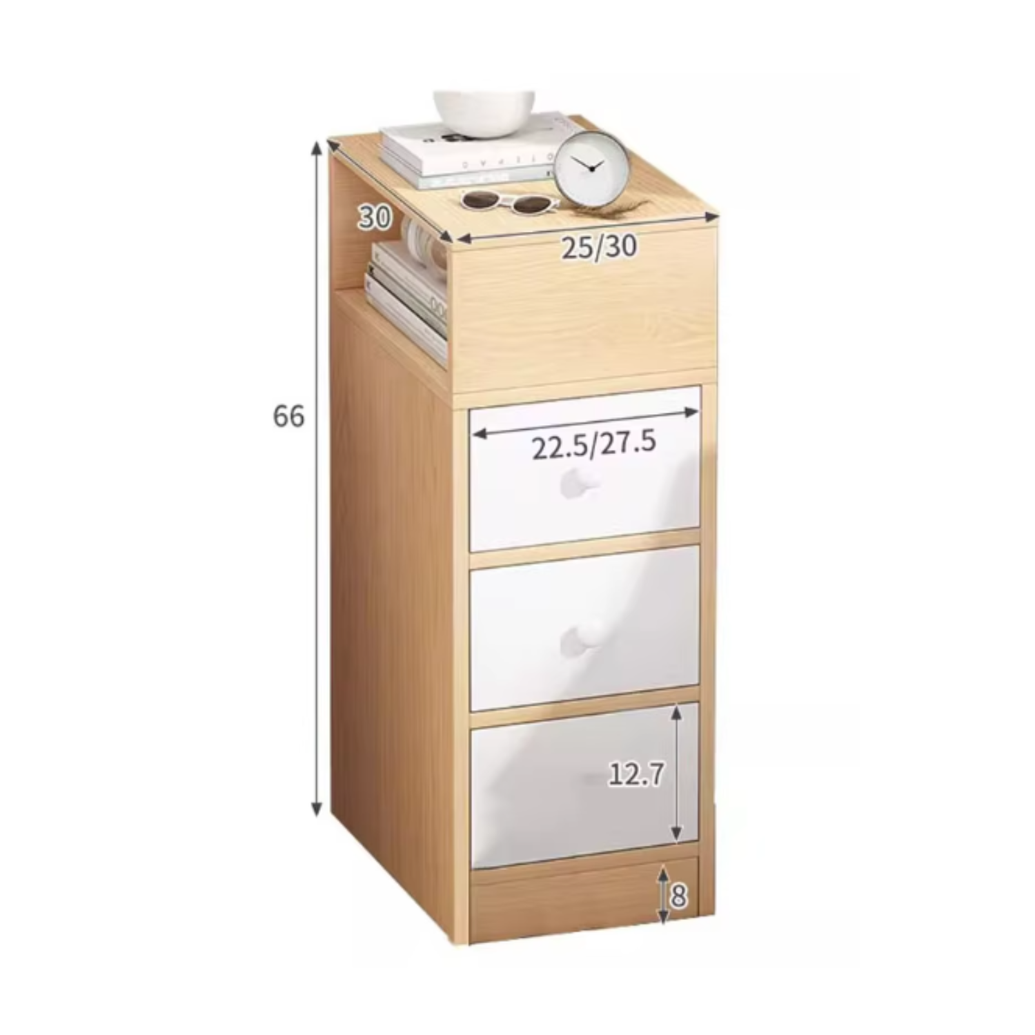 VELADOR IMPORTCLICK 3 CAJONES CAFÉ ANGOSTO 30X30X66 CM - 3