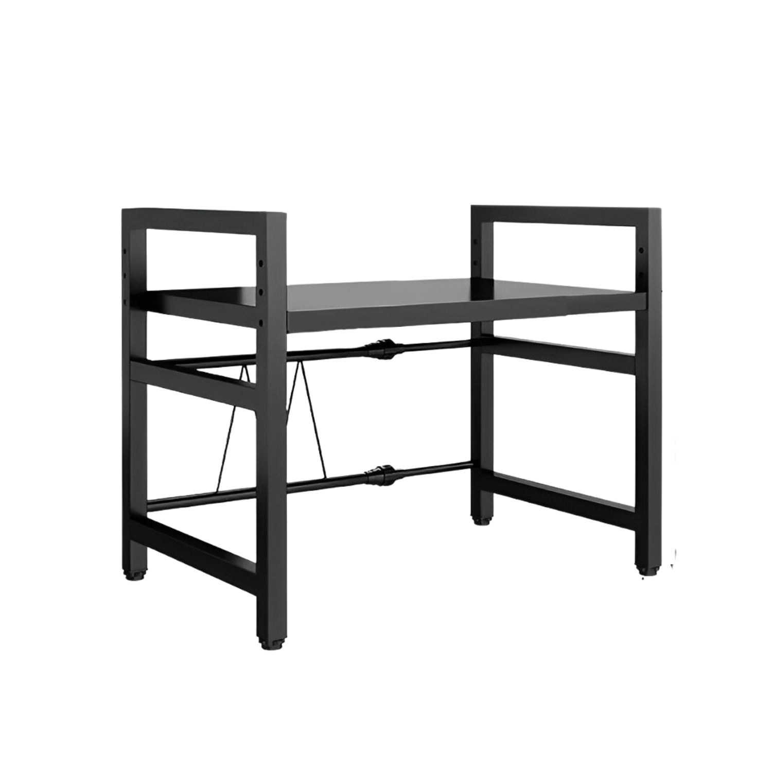 ESTANTE REPISA RACK EXTENDIBLE MICROONDAS COCINA GANCHO NEGRO - 1