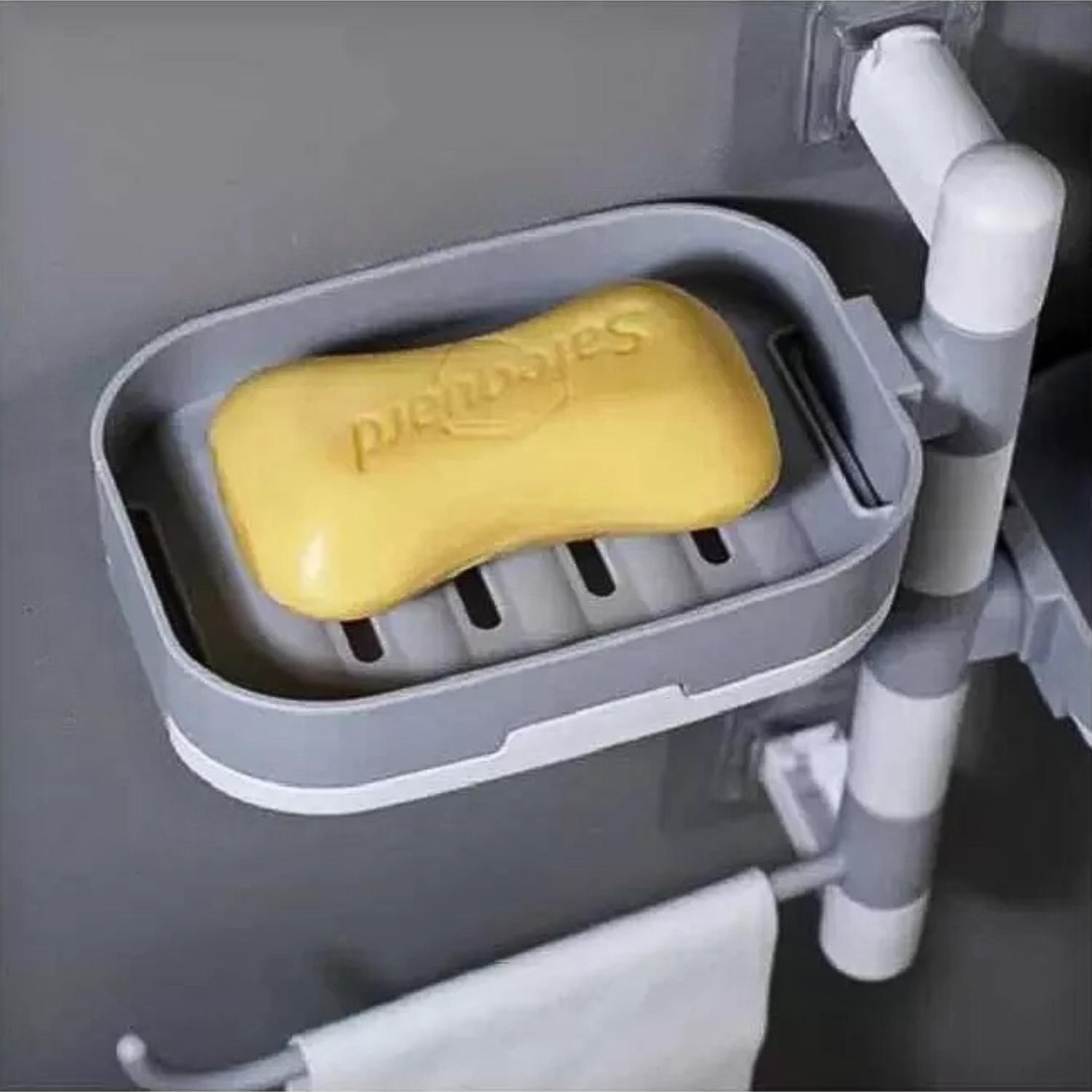 SOPORTE ORGANIZADOR GIRATORIO REPISA JABONERA TOALLAS BAÑO - 5