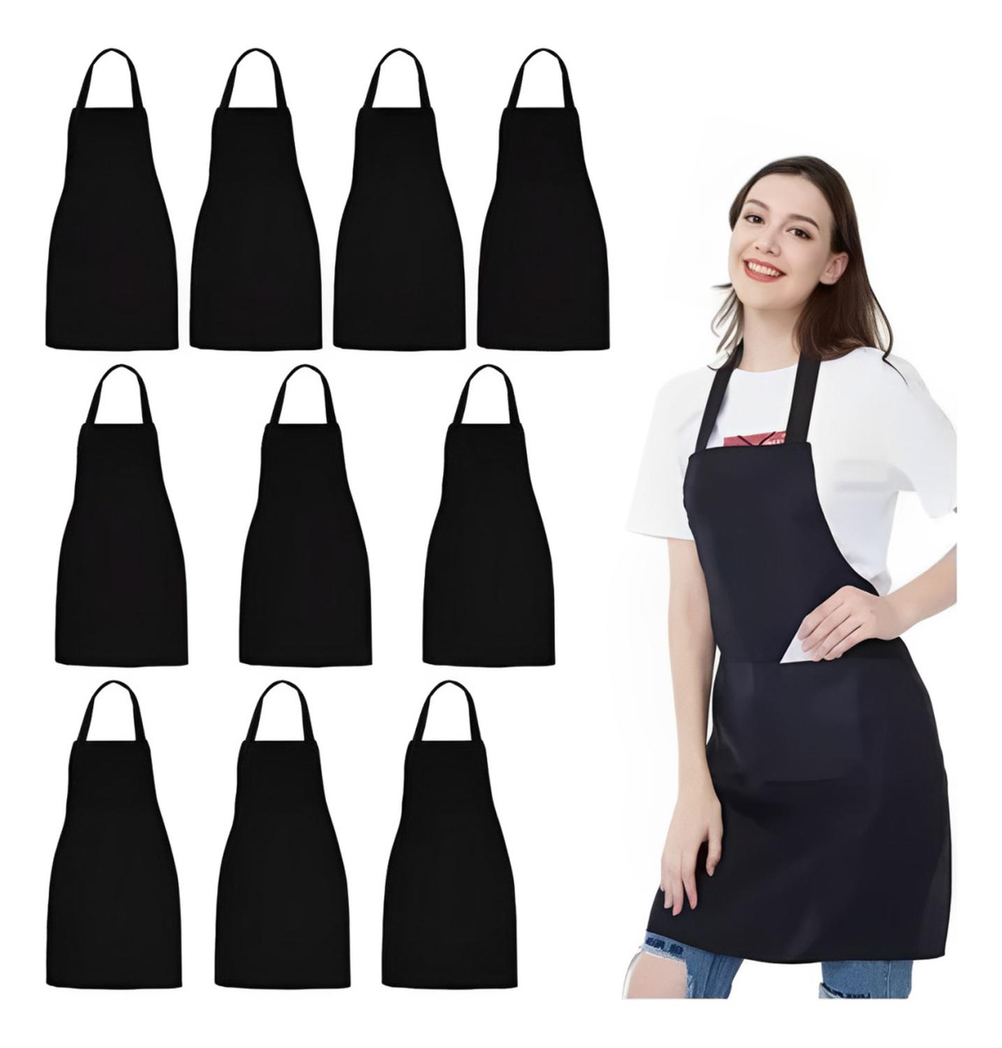 PACK 10 MANDIL DELANTAL MULTIUSO 65X75 CM NEGRO - 2