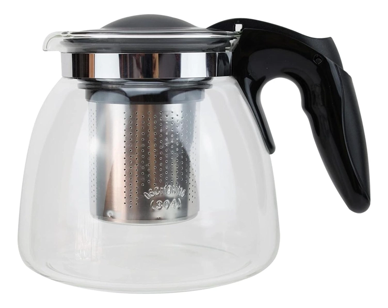 HERVIDOR TETERA INFUSOR VIDRIO COCINA 900 ML NEGRO - 1
