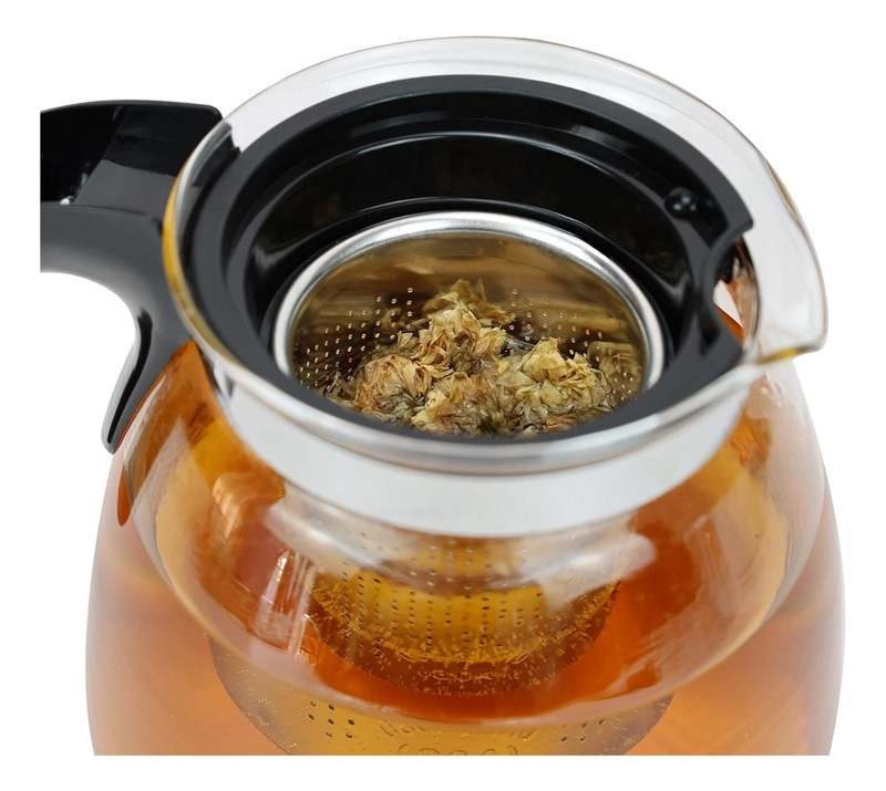HERVIDOR TETERA INFUSOR VIDRIO COCINA 900 ML NEGRO - 5