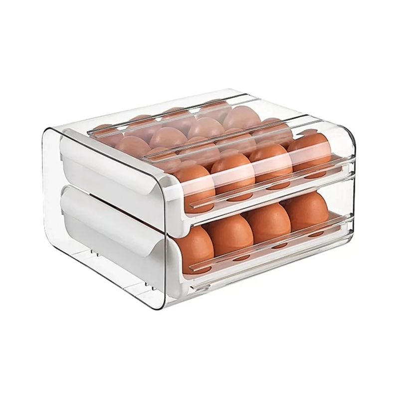 ORGANIZADOR PORTAHUEVOS 2 NIVELES 32 HUEVOS 26X23 CM BLANCO - 1