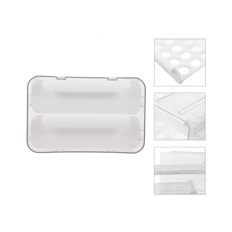 ORGANIZADOR PORTAHUEVOS 2 NIVELES 32 HUEVOS 26X23 CM BLANCO - 3