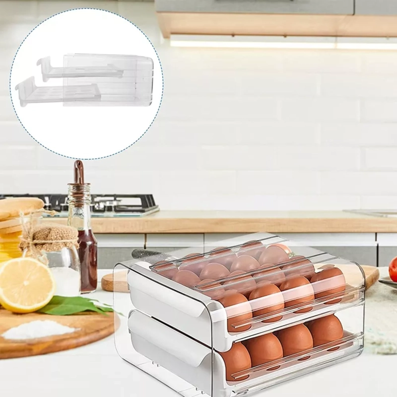 ORGANIZADOR PORTAHUEVOS 2 NIVELES 32 HUEVOS 26X23 CM BLANCO - 5