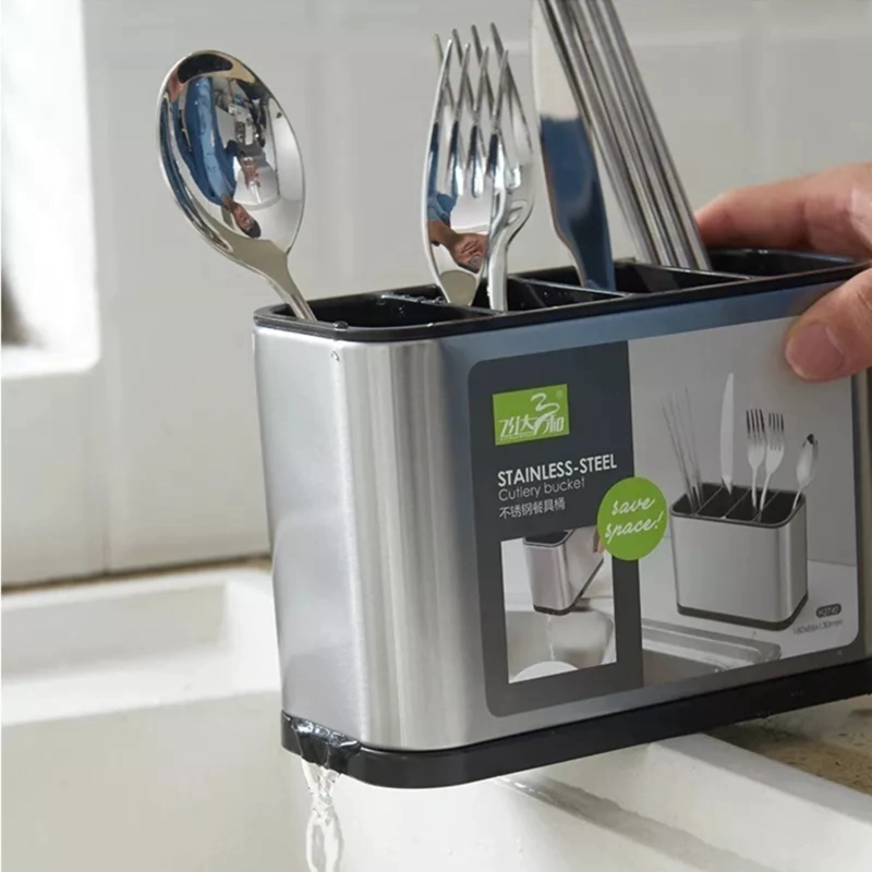 ESCURRIDOR CUBIERTO UTENSILIOS COCINA ACERO INOXIDABLE 4 ESPACIOS - 6