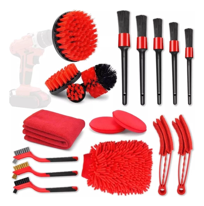 KIT LIMPIEZA 18 PIEZAS AUTOMOVIL MULTIUSO INTERIOR EXTERIOR - 1