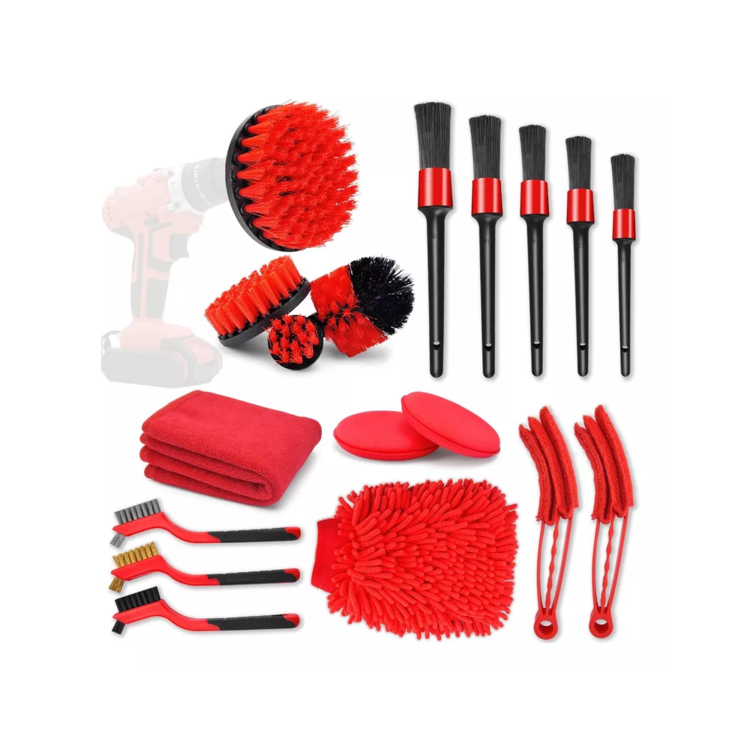 KIT LIMPIEZA 18 PIEZAS AUTOMÓVIL MULTIUSO INTERIOR EXTERIOR - 1