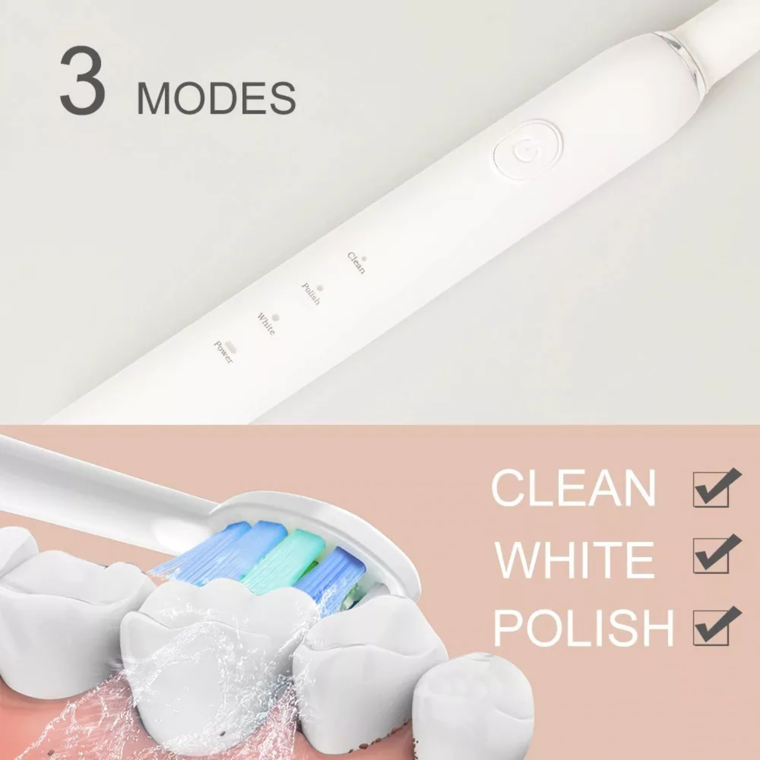 CEPILLO ELÉCTRICO LIMPIEZA DIENTES RECARGABLE USB REPUESTO BLANCO - 4