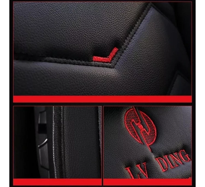 SET FUNDAS CUERO CUBRE ASIENTOS AUTOMOVIL COMPLETO DELUXE NEGRO - 5
