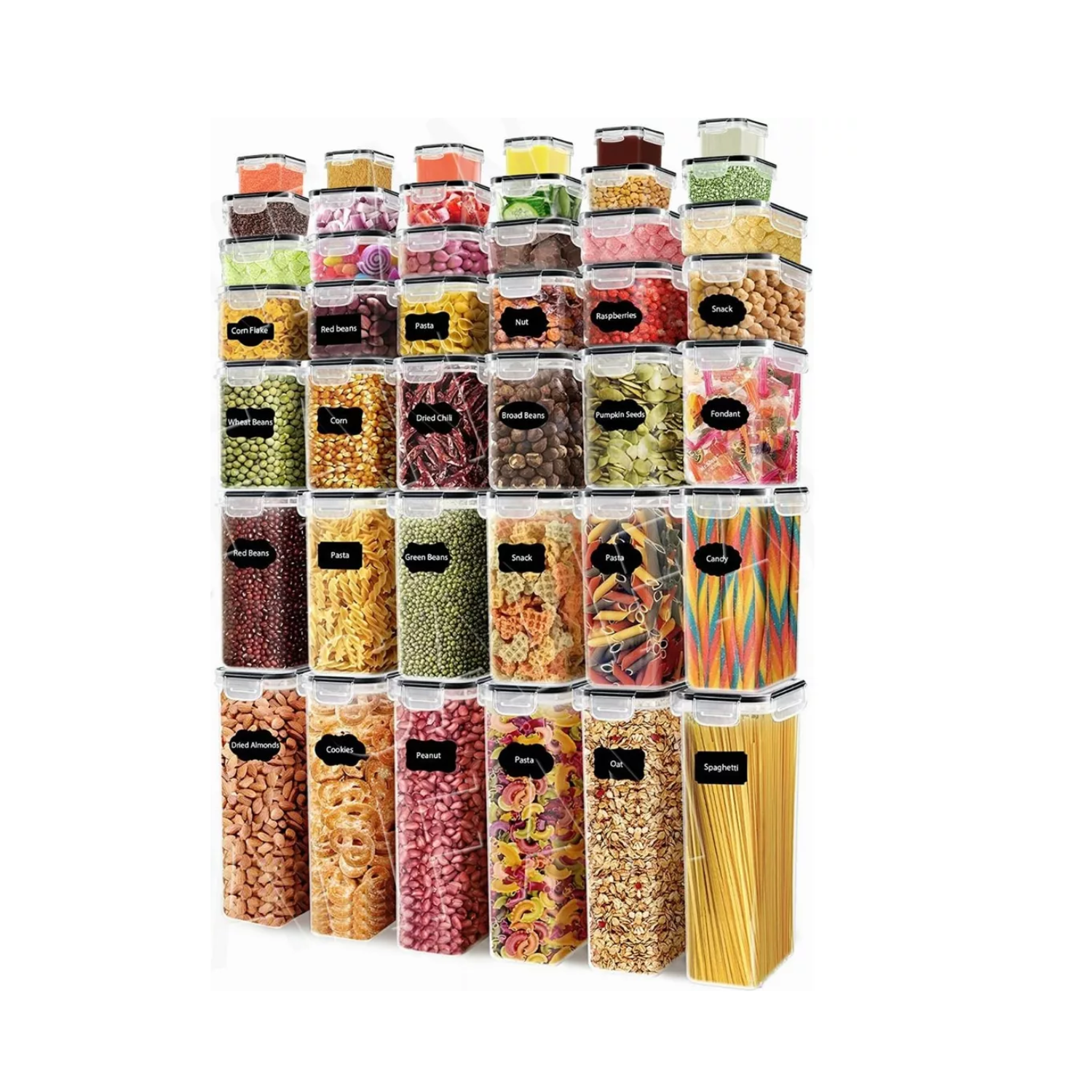 SET 42 CONTENEDORES HERMÉTICOS ALMACENAMIENTO DESPENSA COCINA PLÁSTICOS - 1