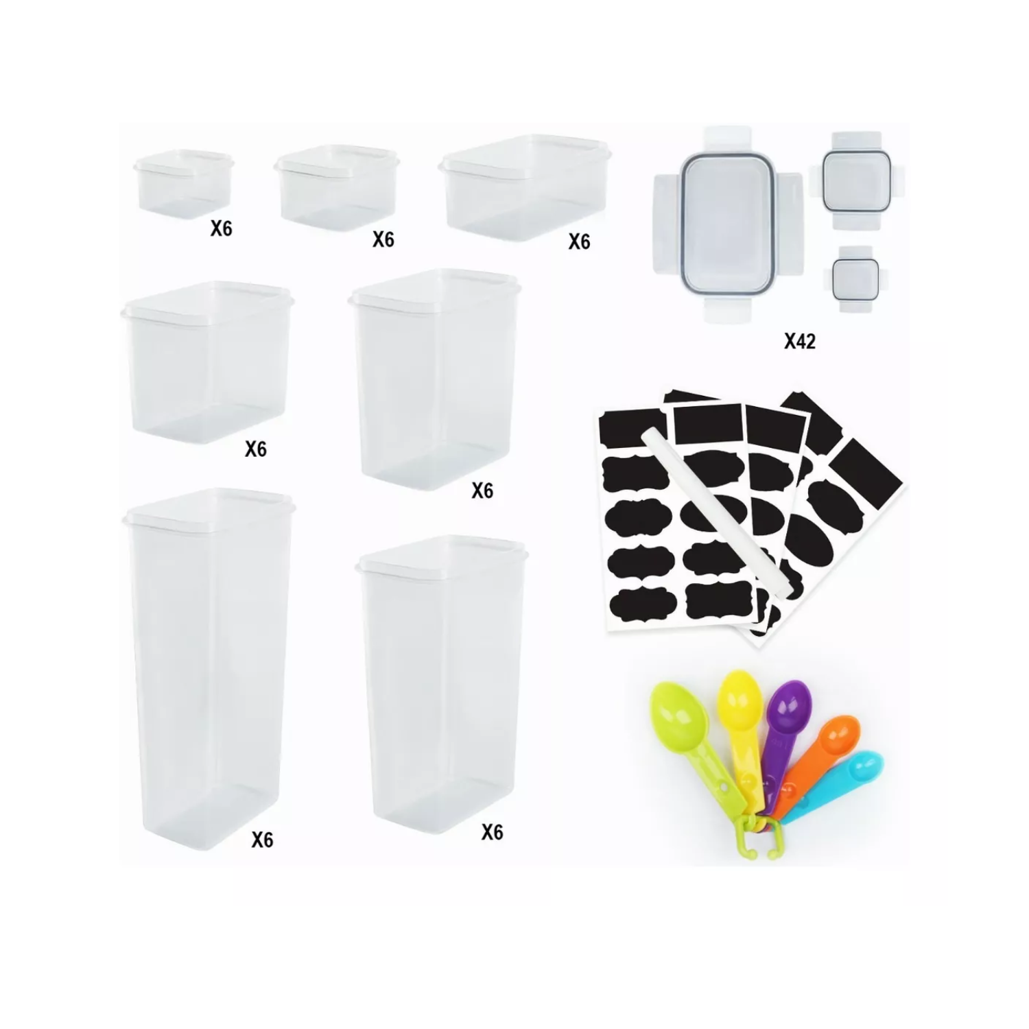 SET 42 CONTENEDORES HERMÉTICOS ALMACENAMIENTO DESPENSA COCINA PLÁSTICOS - 2