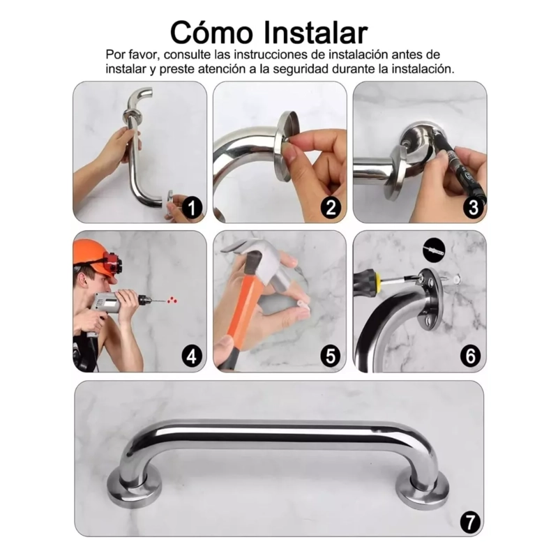PACK 3 MANILLAS BARRA SEGURIDAD DUCHA BAÑERA PASAMANOS - 4