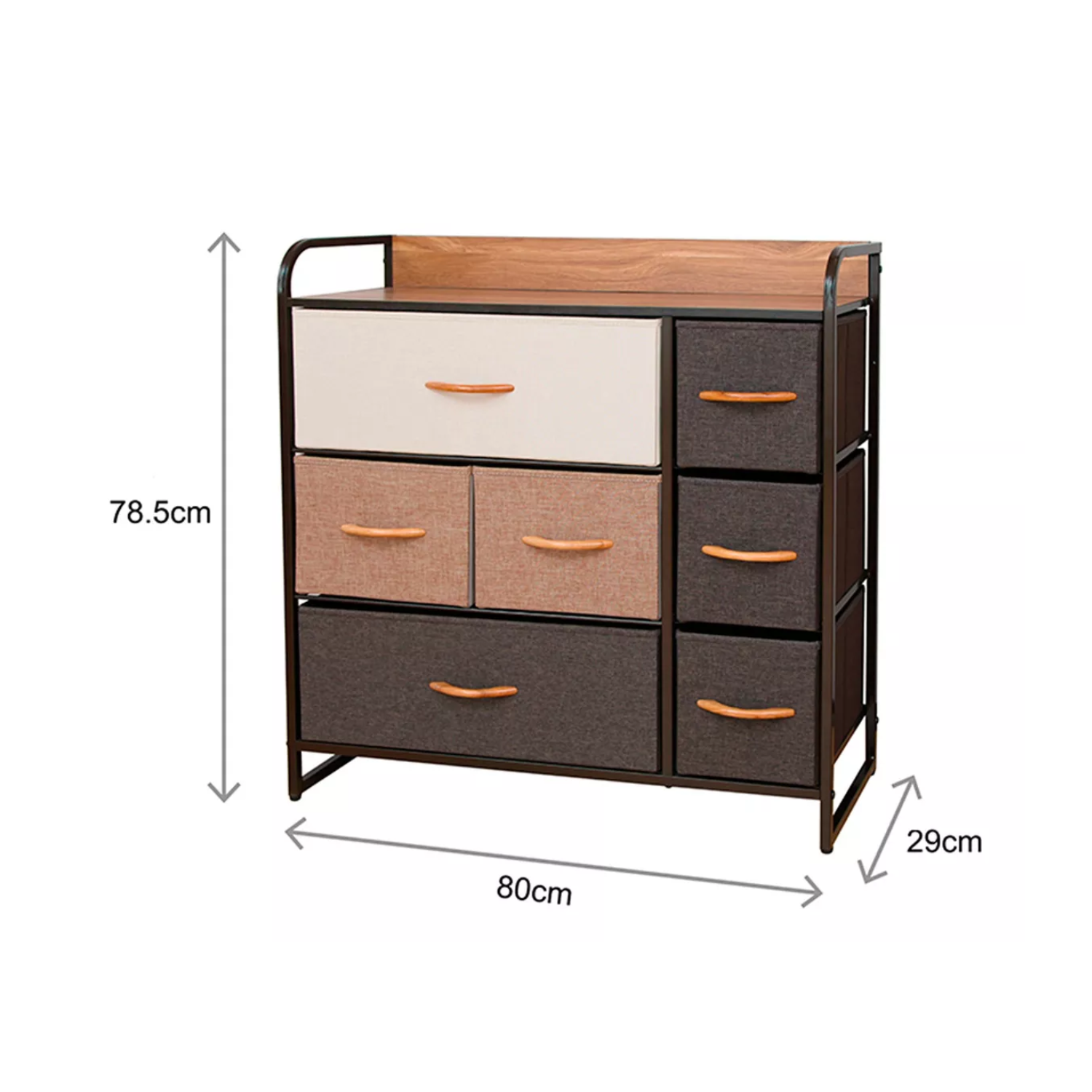 MUEBLE IMPORTCLICK ORGANIZADOR CÓMODA 7 CAJONES CAFE 80 X 31.5 X 79 CM - 4