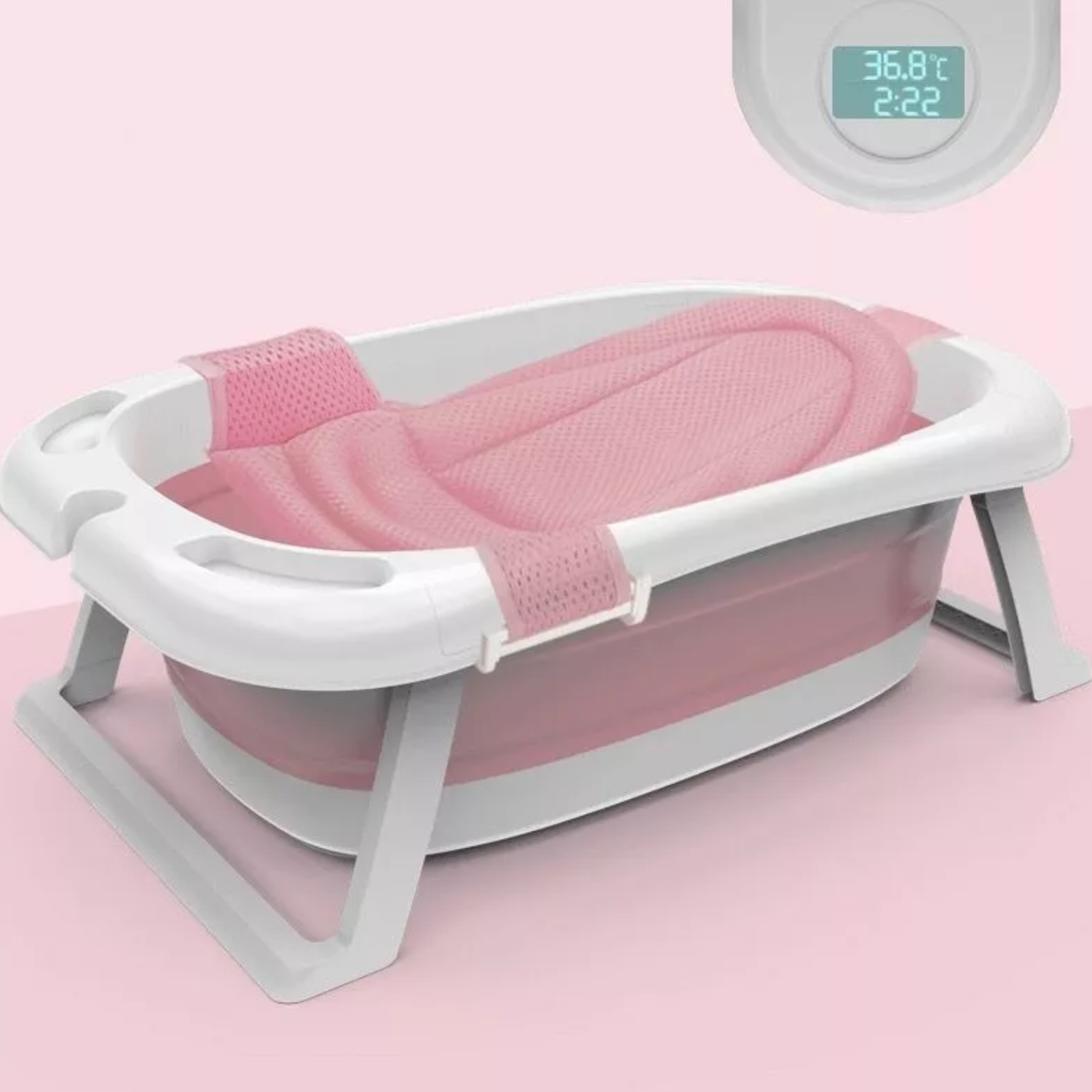 BAÑERA TINA BEBÉ PEGABLE ANTIDESLIZANTE 85X53X25 CM ROSA - 2