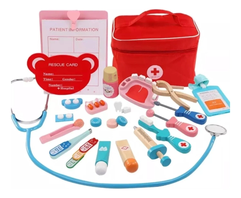 SET IMPORTCLICK JUEGOS BOLSO DOCTOR DENTISTA MADERA INFANTIL - 1