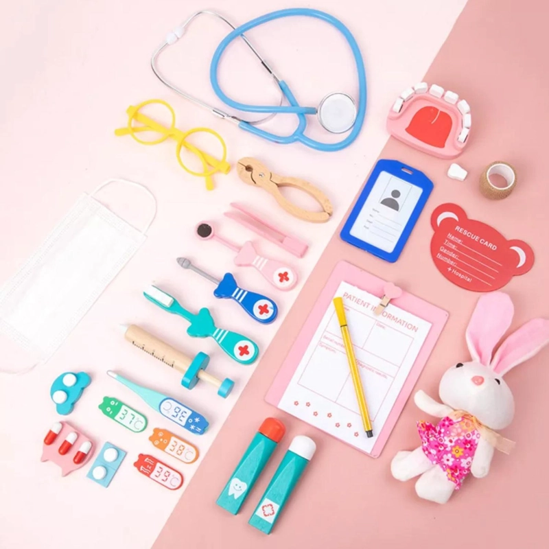SET IMPORTCLICK JUEGOS BOLSO DOCTOR DENTISTA MADERA INFANTIL - 5