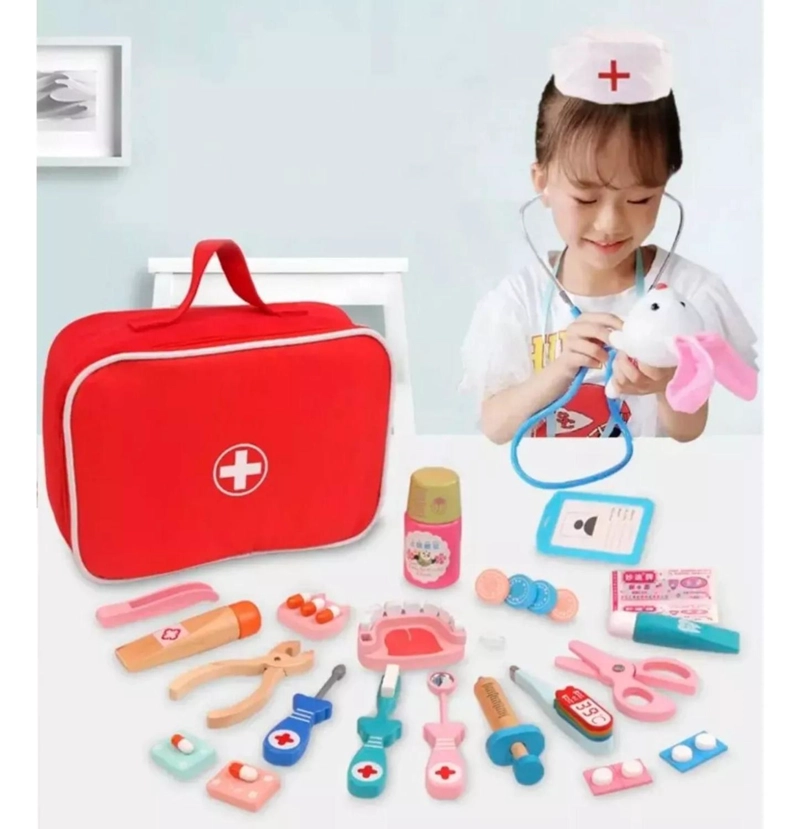 SET IMPORTCLICK JUEGOS BOLSO DOCTOR DENTISTA MADERA INFANTIL - 6