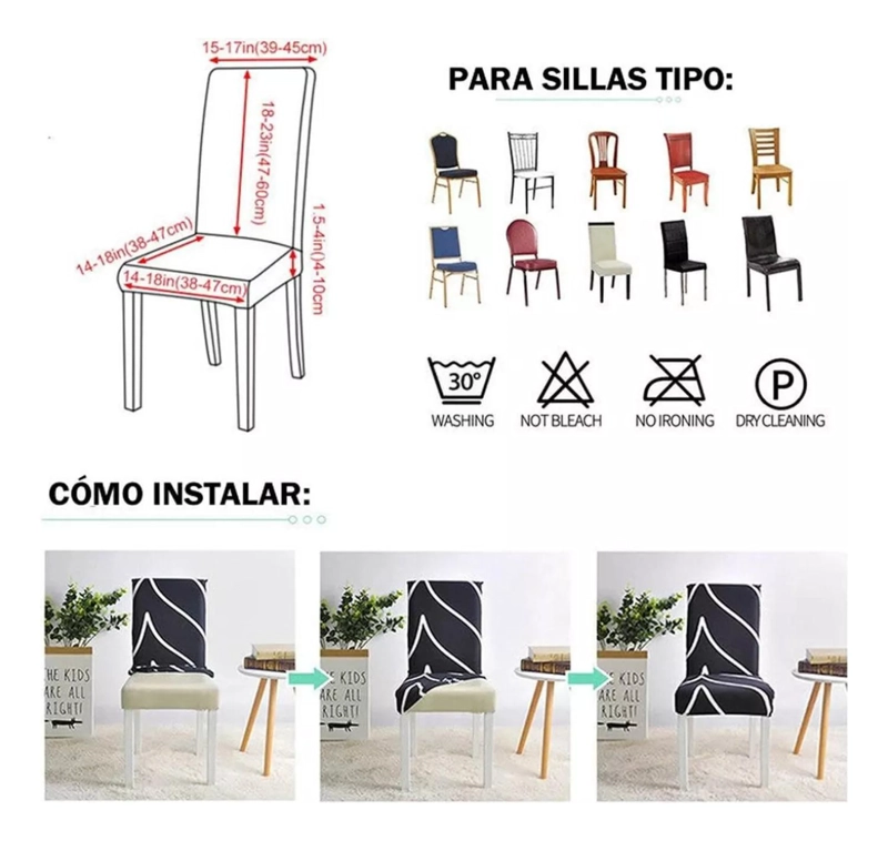 PACK 6 FUNDAS ELEGANTES SILLA COMEDOR COLORES - 4