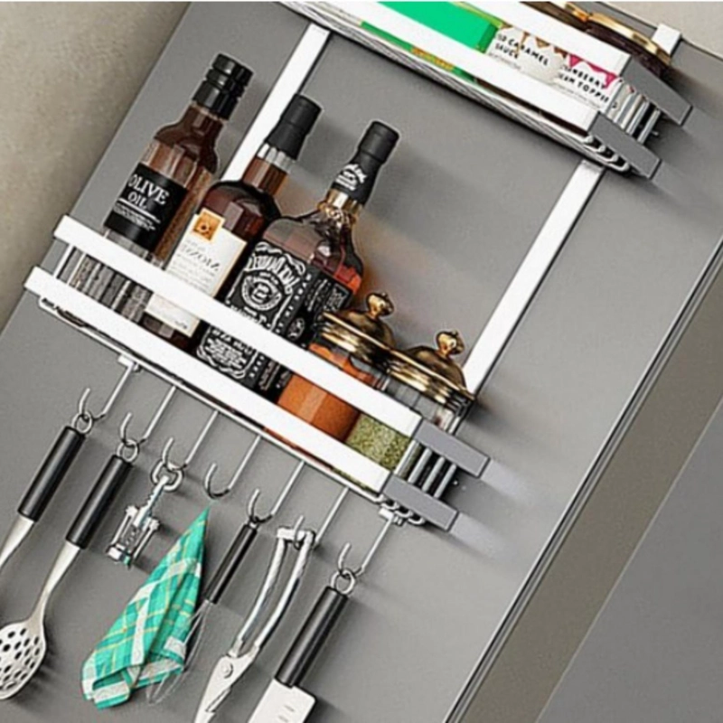 ORGANIZADOR IMPORTCLICK ESTANTE LATERAL REFRIGERADOR MULTIFUNCIONAL COCINA ALUMINIO - 6