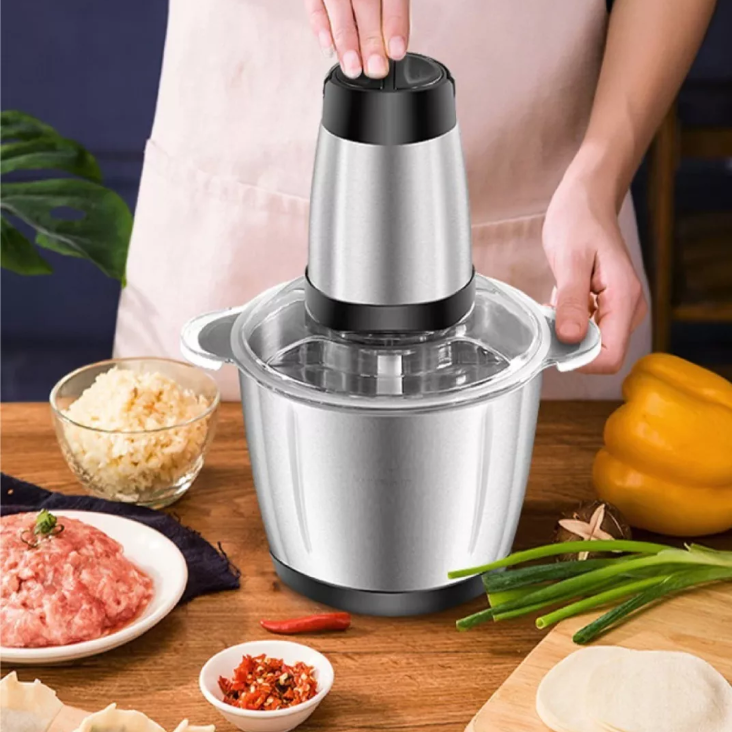 PICADOR PICATODO CORTADOR CARNE VERDURAS ELÉCTRICO 2 L PLATEADO - 5