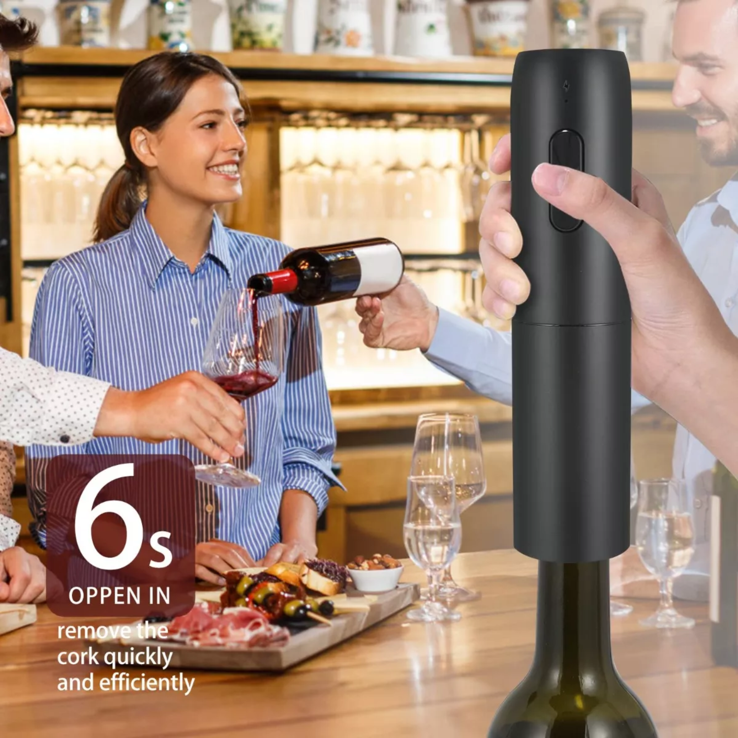 DESTAPADOR ABRIDOR VINO BOTELLAS ELÉCTRICO USB - 5