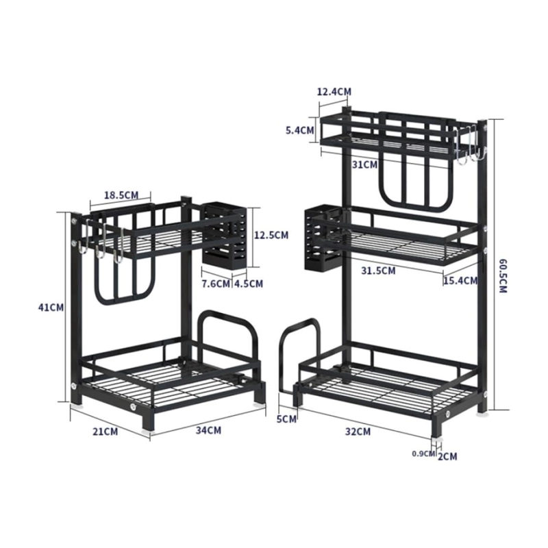 ORGANIZADOR 3 NIVELES METÁLICO COCINA NEGRO - 3