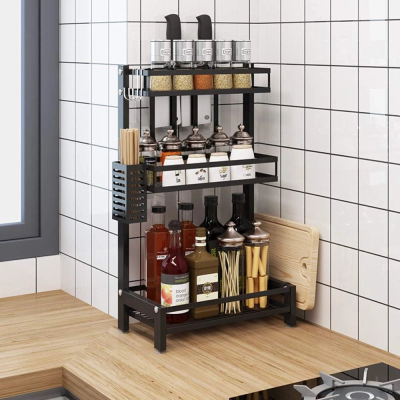 ORGANIZADOR 3 NIVELES METÁLICO COCINA NEGRO - 5
