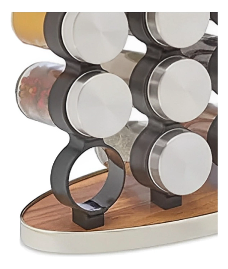 SET ESPECIEROS IMPORTCLICK CONDIMENTERO COCINA 16 FRASCOS MADERA - 2