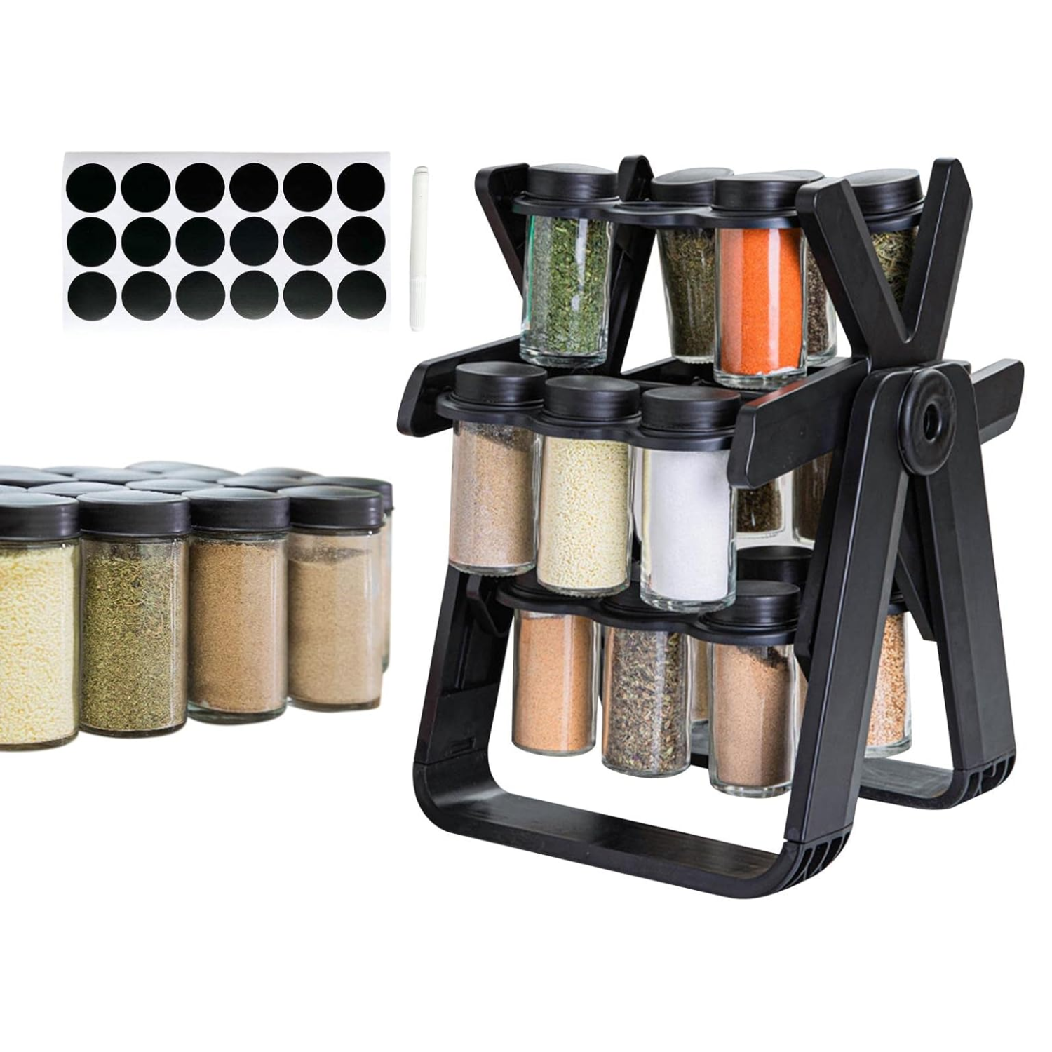 ESPECIERO CONDEMENTERO GIRATORIO COCINA MULTIUSO 18 FRASCOS NEGRO - 3