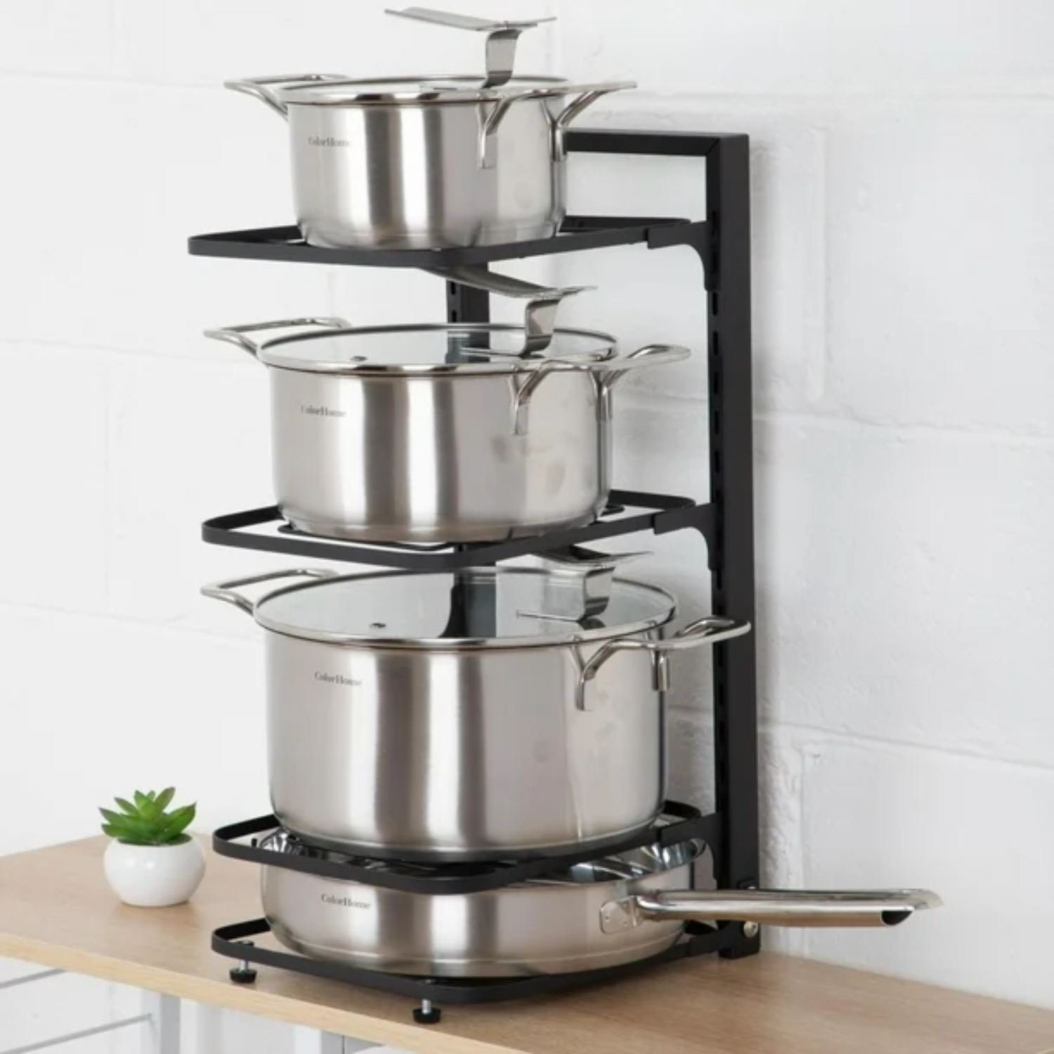 ESTANTE ORGANIZADOR IMPORTCLICK MODULAR OLLAS SARTENES COCINA MULTIUSO NEGRO METAL - 5