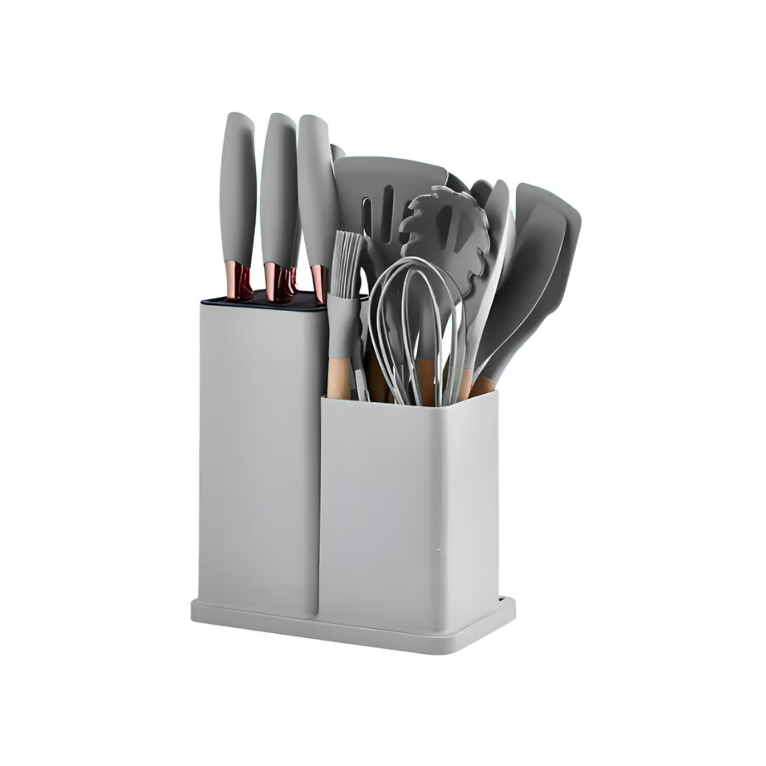 SET 19 UTENSILIOS COCINA SILICONA ACERO INOXIDABLE GRIS - 2