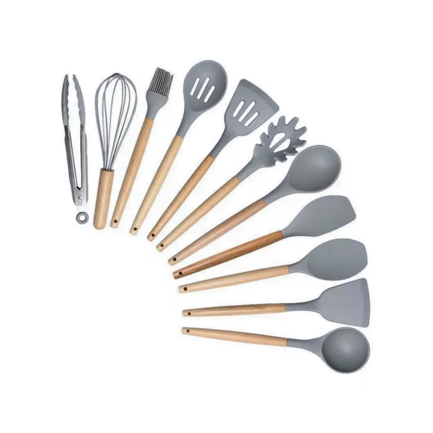 SET 19 UTENSILIOS COCINA SILICONA ACERO INOXIDABLE GRIS - 3
