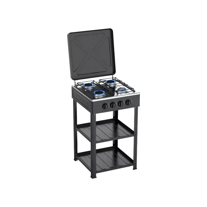 COCINA ENCIMERA GAS 4 QUEMADORES 3 NIVELES NEGRO - 1