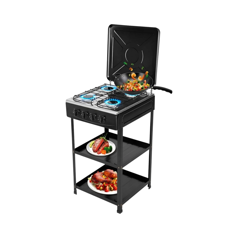COCINA ENCIMERA GAS 4 QUEMADORES 3 NIVELES NEGRO - 5